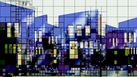 Architektur eines Gebäudes Auf dem Bild sehen sie Umrisse mehrerer illustrierter Gebäude